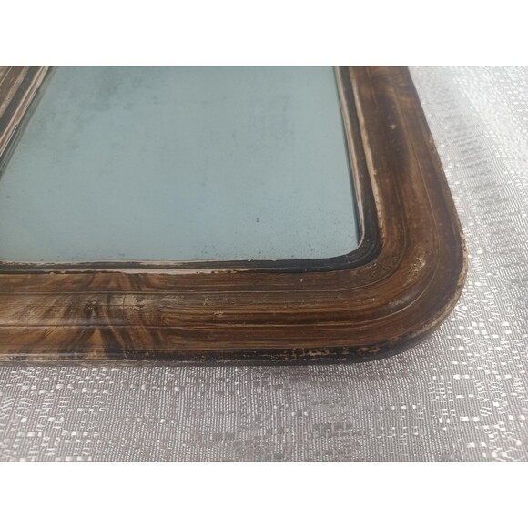 Antique Wall Mirror Louis Philippe Rounded Corners 13x10 19th Century - Picture 3 of 10